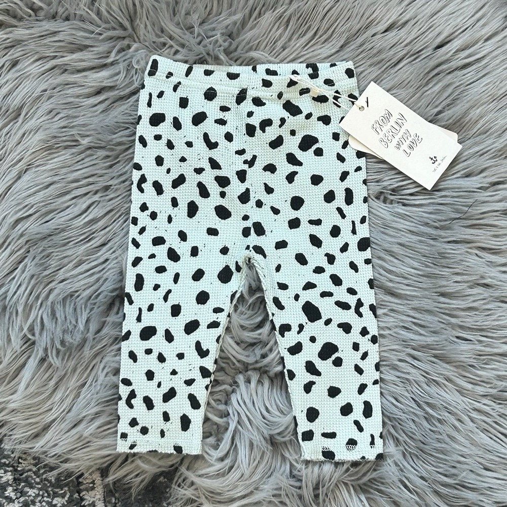Noé & Zoë Blue Clearwater Mash Baby Waffle Leggings Size 3/6 Month NEW